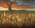behind the trees surrealism deer hunting